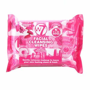 W7 Facial Cleansing Wipes Makeup Removal 2X25 Wipe Packs