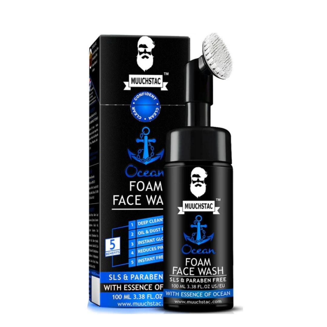 Muuchstac Ocean Foam Face Wash for Men – Acne Control, Brightening & Oil Removal | 100ml