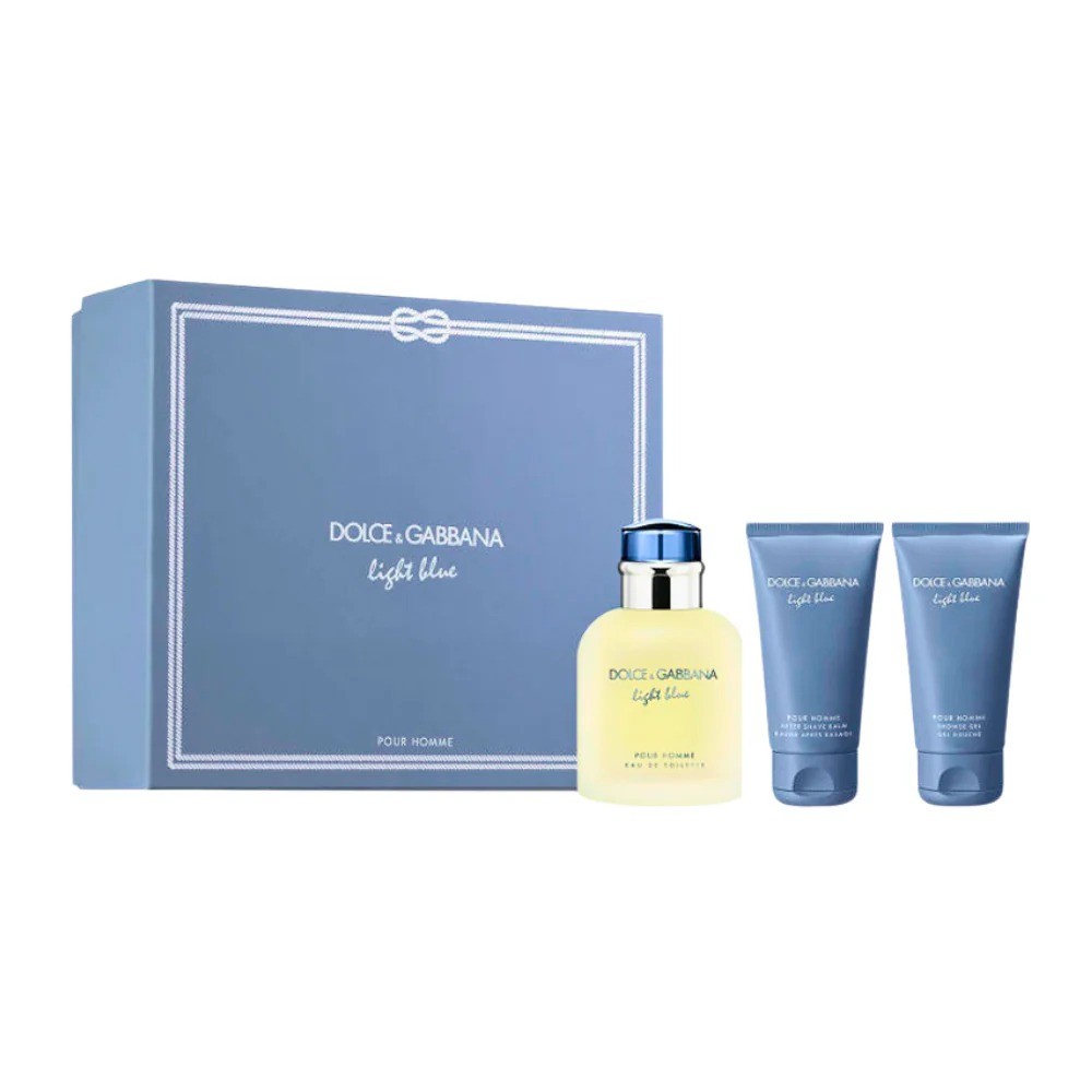 DOLCE & GABBANA LIGHT BLUE POUR HOMME GIFT SET EDT 125ML+AFTER SHAVE BALM 75ML+ SHOWER GEL 50ML